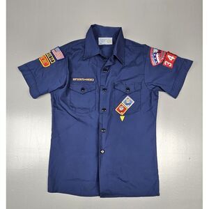 Boy Scouts of America Uniform Shirt Youth Size‎ Large Vintage Blue Made In USA.